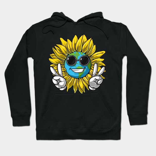 Sunflower Hippie Planet Earth Hoodie by underheaven